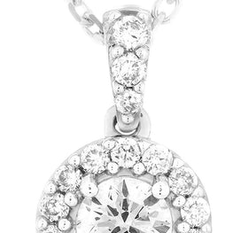 10K White Gold 1/2 Cttw Lab Grown Diamond Round Halo Pendant Necklace on 18" Cable Chain (G-H Color, SI1-SI2 Clarity)