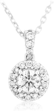 10K White Gold 1/2 Cttw Lab Grown Diamond Round Halo Pendant Necklace on 18