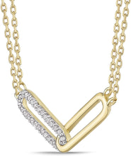 14K Yellow Gold Plated .925 Sterling Silver 1/8 Cttw Diamond Intertwined Ovals Pendant with Dual Cable Chain Necklace - 20” (I-J Color, I2-I3 Clarity)