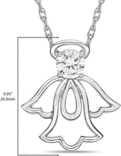 .925 Sterling Silver & White Cubic Zirconia Angel Halo Pendant Necklace with Rope Chain - 20”