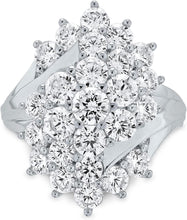 .925 Sterling Silver Cubic Zirconia Multi-Shank Cluster Cocktail Ring