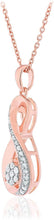 14K Rose Gold Plated .925 Sterling Silver 1/5 Cttw Diamond Cluster Infinity Pendant Necklace on 18