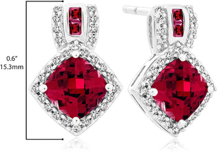 .925 Sterling Silver, 3-1/5 Cttw Cushion & Princess Cut Lab-Grown Red Ruby & Lab-Grown White Sapphire 5/8