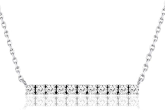 10K White Gold 1/2 Cttw Lab Grown Diamond Bar Necklace 18