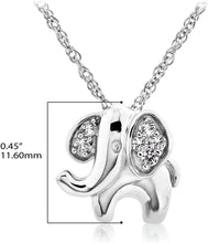 .925 Sterling Silver Lab Created White Sapphire Elephant Pendant Necklace on 18