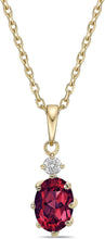 14K Yellow Gold Plated .925 Sterling Silver Oval Cut Birthstone & Created White Sapphire Pendant Necklace 18