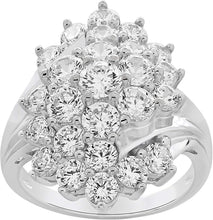 .925 Sterling Silver Cubic Zirconia Multi-Shank Cluster Cocktail Ring