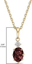 14K Yellow Gold Plated .925 Sterling Silver Oval Cut Birthstone & Created White Sapphire Pendant Necklace 18