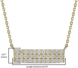 10K Yellow Gold 1/2 Cttw Diamond Three Row Horizontal Bar Pendant Necklace - 20” (H-I Color, I1-I2 Clarity)