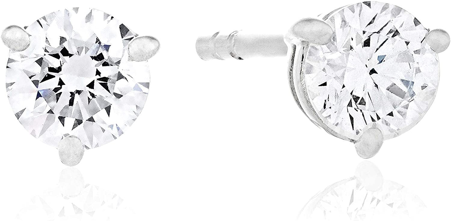 10K White Gold 1/2 Cttw Lab Grown Diamond Solitaire Martini Stud Earrings (G-H Color, SI1-SI2 Clarity)