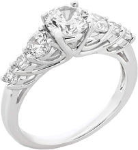 .925 Sterling Silver Round Cubic Zirconia Seven Stone Engagement or Anniversary Ring