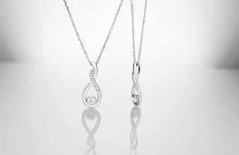 .925 Sterling Silver 1/10 Cttw Diamond Infinity Loop Style Pendant Necklace with 18