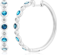 .925 Sterling Silver, London Blue Topaz, Swiss Blue Topaz, Sky Blue Topaz & White Topaz 1-1/2