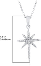 .925 Sterling Silver 1/8 Cttw Diamond Studded North Star Celestial Pendant Necklace with Cable Chain - 18” (I-J Color, I2-I3 Clarity)