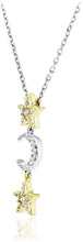 14K Yellow Gold Plated .925 Sterling Silver 1/10 Cttw Diamond Stars & Moon Celestial Pendant Necklace - 18” (I-J Color, I2-I3 Clarity)