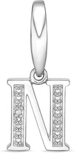 .925 Sterling Silver Diamond-Accented Dangling Initial Charm Enhancer with Lobster Claw Clasp (I-J Color, I2-I3 Clarity) - Choice of Letter