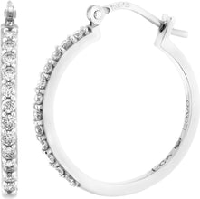 10K White Gold 1/2 Cttw Lab Grown Diamond Hinged Latch Back Hoop Earrings (G-H Color, SI1-SI2 Clarity)