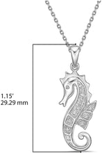 .925 Sterling Silver Diamond Accented Seahorse Pendant Necklace with Cable Chain - 20” (I-J Color, I2-I3 Clarity)