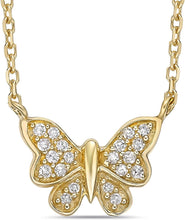 10K Yellow Gold Diamond Accented Butterfly Pendant Necklace with Rope Chain - 20” (H-I Color, I1-I2 Clarity)