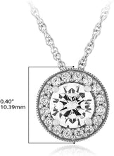 .925 Sterling Silver Cubic Zirconia Halo Pendant Necklace on 18