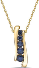 10K Yellow Gold & Gemstone Five Graduated Channel Set Stones Bypass Style Pendant Necklace with Cable Chain - 20” - Choice of Gemstone