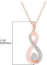 14K Rose Gold Plated .925 Sterling Silver 1/5 Cttw Diamond Cluster Infinity Pendant Necklace on 18