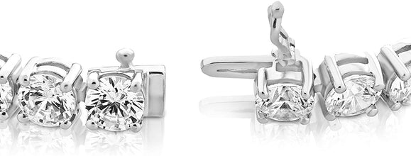 .925 Sterling Silver Round Cubic Zirconia Classic Tennis Bracelet 7.25