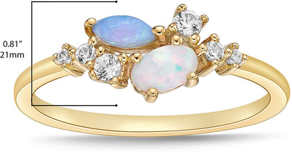 14K Gold Plated .925 Sterling Silver Round, Oval & Marquise Shaped Multi Stone Statement Ring - Choice of Colors
