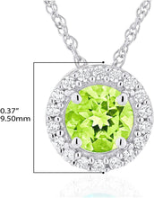 .925 Sterling Silver Birthstone & Lab Grown White Sapphire or CZ Halo Pendant Necklace on 18
