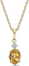 14K Yellow Gold Plated .925 Sterling Silver Oval Cut Birthstone & Created White Sapphire Pendant Necklace 18