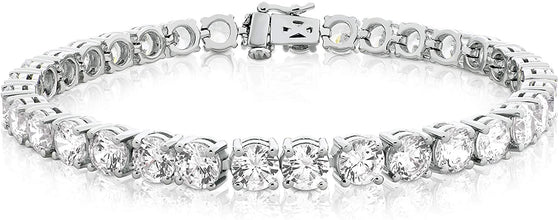 .925 Sterling Silver Round Cubic Zirconia Classic Tennis Bracelet 7.25