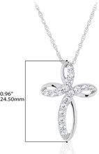 .925 Sterling Silver Cubic Zirconia Infinity Loop Cross Pendant Necklace with 18