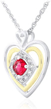 14K Yellow Gold Plated .925 Sterling Silver, Cushion Cut Gemstone & Lab Grown White Sapphire Three Heart Halo Pendant Necklace - 20” - Choice of Color