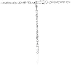 .925 Sterling Silver Rope Chain Adjustable Length 16