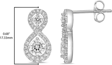 .925 Sterling Silver Round Cubic Zirconia 2/3