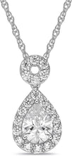 .925 Sterling Silver Round and Pear Cut White Cubic Zirconia 3/4