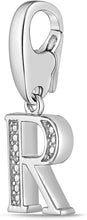.925 Sterling Silver Diamond-Accented Dangling Initial Charm Enhancer with Lobster Claw Clasp (I-J Color, I2-I3 Clarity) - Choice of Letter