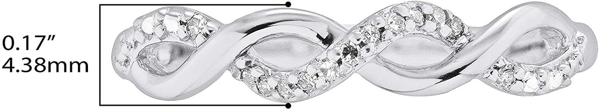 .925 Sterling Silver Diamond Accented Double Infinity Knot Twist Promise or Engagement Ring (I-J Color, I2-I3 Clarity)