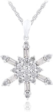 .925 Sterling Silver & Round and Baguette Cut White Cubic Zirconia Cluster Snowflake 20