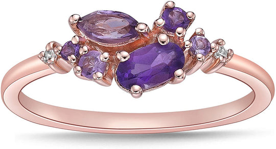 14K Gold Plated .925 Sterling Silver Round, Oval & Marquise Shaped Multi Stone Statement Ring - Choice of Colors