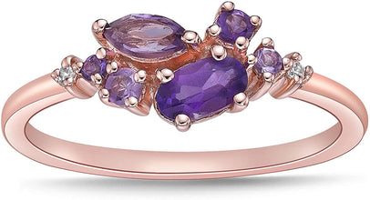 14K Gold Plated .925 Sterling Silver Round, Oval & Marquise Shaped Multi Stone Statement Ring - Choice of Colors