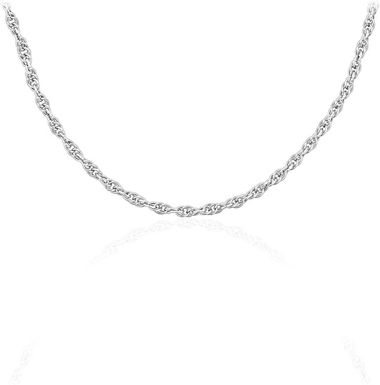 .925 Sterling Silver Rope Chain Adjustable Length 16" - 18"