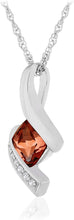 .925 Sterling Silver, Cushion-Cut Birthstone & Created White Sapphire or CZ Twist Pendant Necklace on 18
