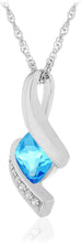 .925 Sterling Silver, Cushion-Cut Birthstone & Created White Sapphire or CZ Twist Pendant Necklace on 18