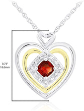 14K Yellow Gold Plated .925 Sterling Silver, Cushion Cut Gemstone & Lab Grown White Sapphire Three Heart Halo Pendant Necklace - 20” - Choice of Color