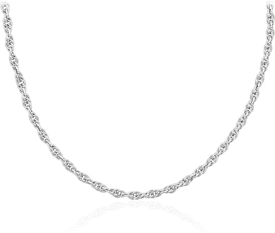 .925 Sterling Silver Rope Chain Adjustable Length 20" - 22"