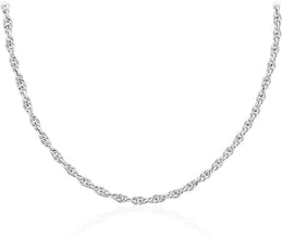 .925 Sterling Silver Rope Chain Adjustable Length 20
