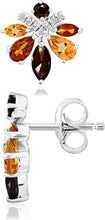 .925 Sterling Silver, Brown Smoky Quartz, Madeira Citrine, Orange Citrine & White Topaz 1/2