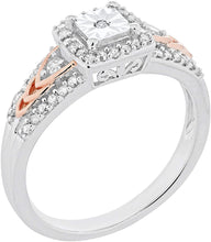14K Rose Gold Plated .925 Sterling Silver 1/4 Cttw Round Diamond Chevron Accented Ring (I-J Color, I2-I3 Clarity)