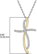 Two Tone 14K Yellow Gold Plated .925 Sterling Silver Diamond Accented Wavy Infinity Cross Pendant Necklace - 20” (I-J Color, I2-I3 Clarity)